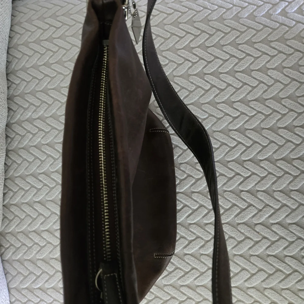 Coach Dark Brown Leather Bag with Silver Accents - Picture 9 of 10